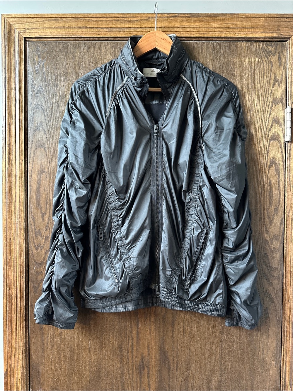 adidas stella McCartney Black Lightweight Windbreaker Bomber Jacket